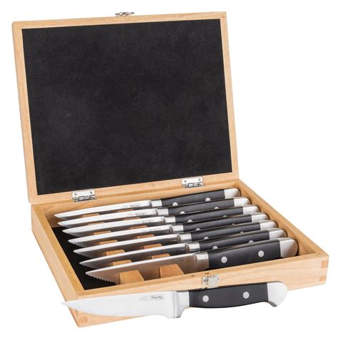 8-piece stainless-steel steak knife set with wooden gift box wustoff|viking steak knife set.